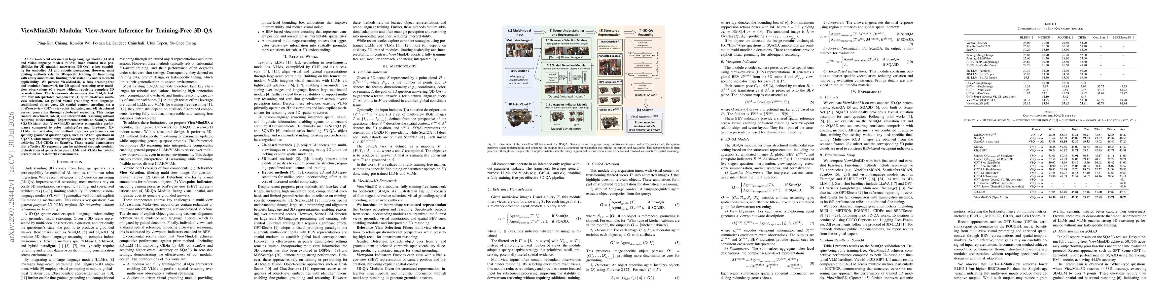 Thumbnail for ViewMind3D: Modular View-Aware Inference for Training-Free 3D-QA