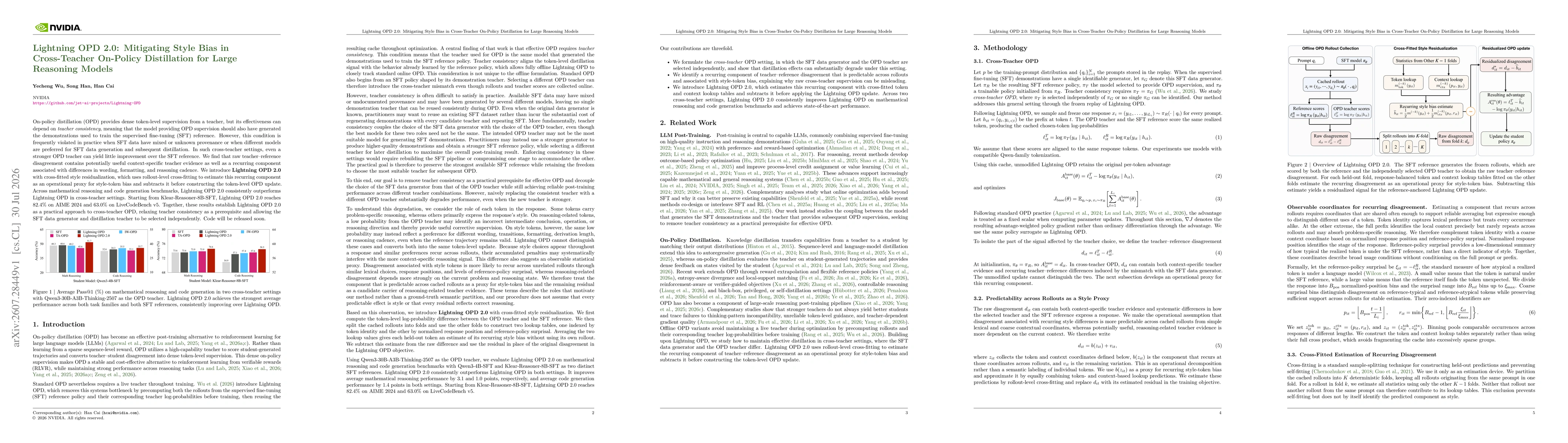 Thumbnail for Lightning OPD 2.0: Mitigating Style Bias in Cross-Teacher On-Policy Distillation for Large Reasoning Models