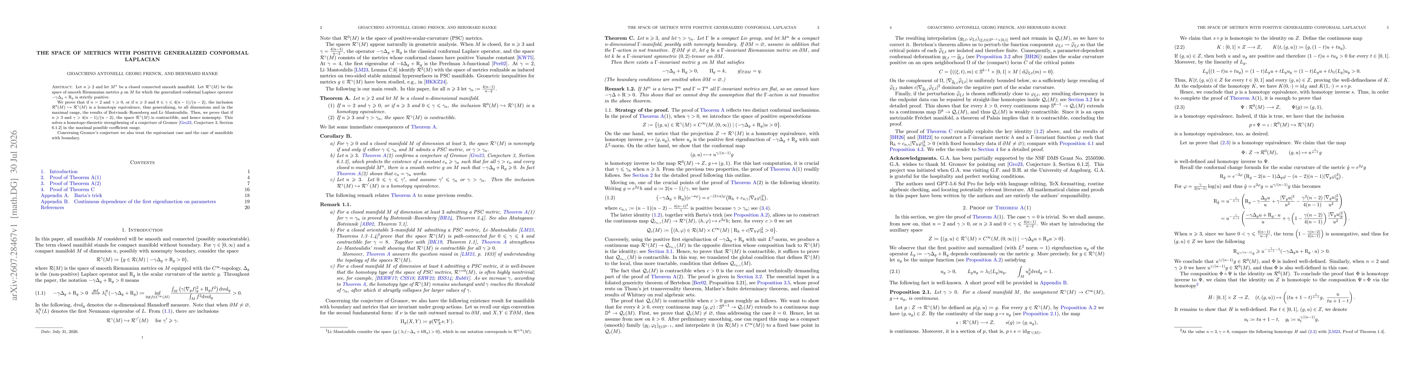 Thumbnail for The space of metrics with positive generalized conformal Laplacian