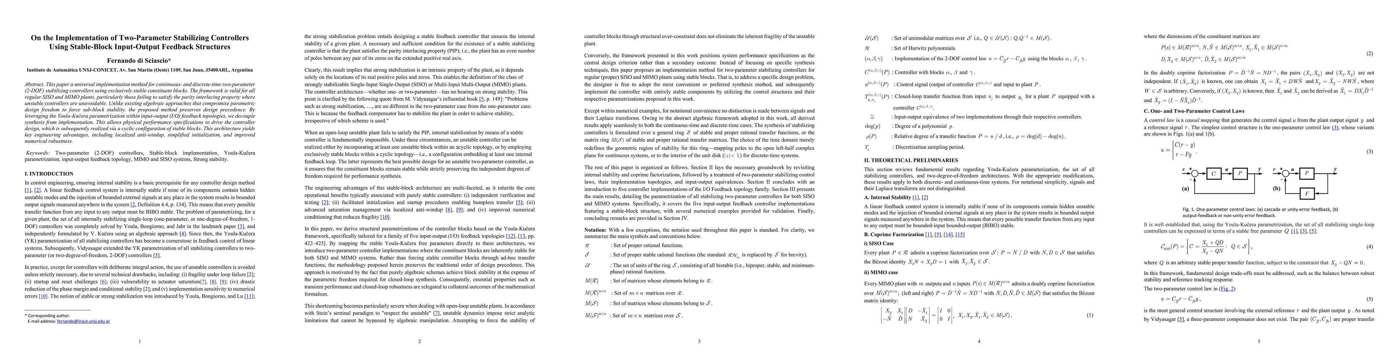 Thumbnail for On the Implementation of Two-Parameter Stabilizing Controllers Using Stable-Block Input-Output Feedback Structures