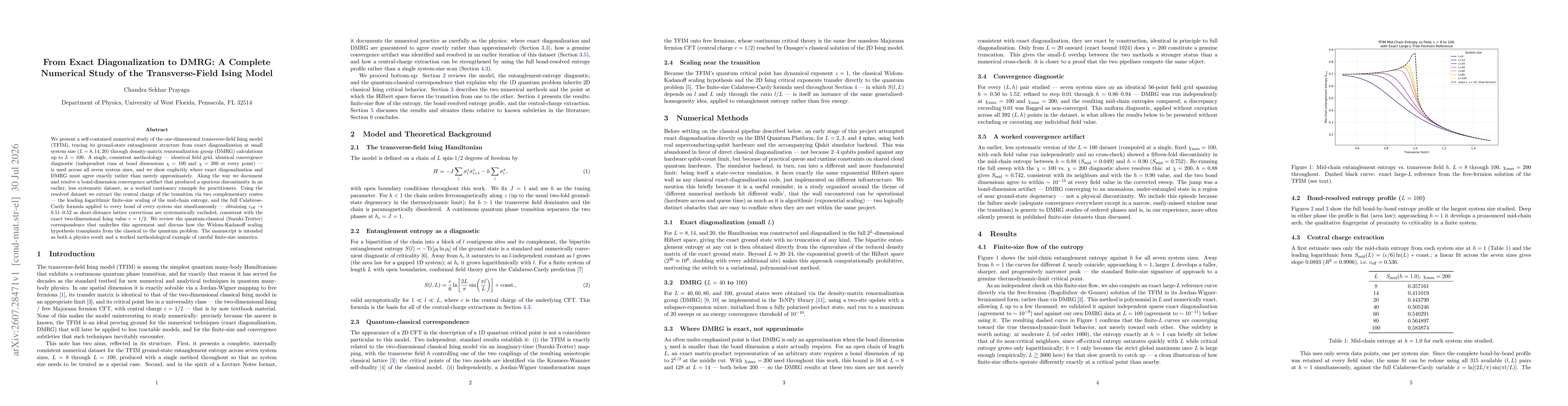Thumbnail for From Exact Diagonalization to DMRG: A Complete Numerical Study of the Transverse-Field Ising Model