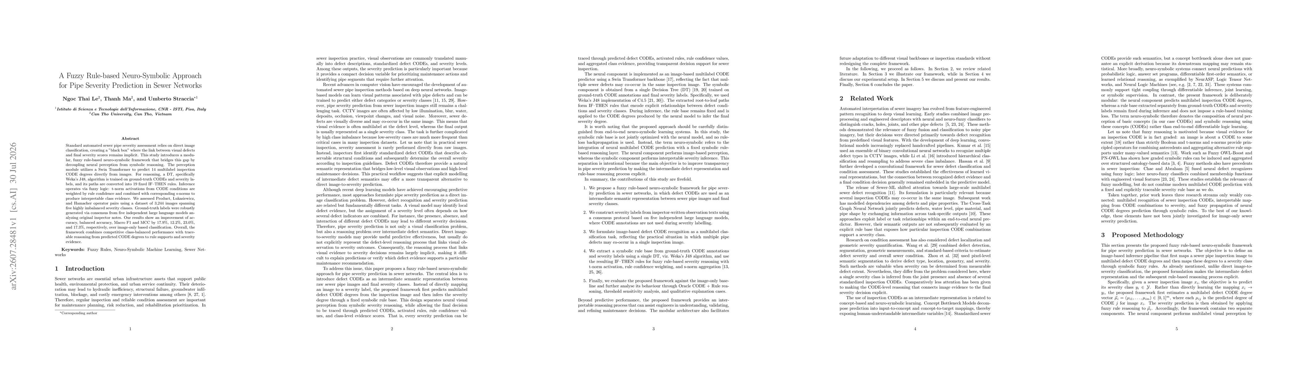 Thumbnail for A Fuzzy Rule-based Neuro-Symbolic Approach for Pipe Severity Prediction in Sewer Networks