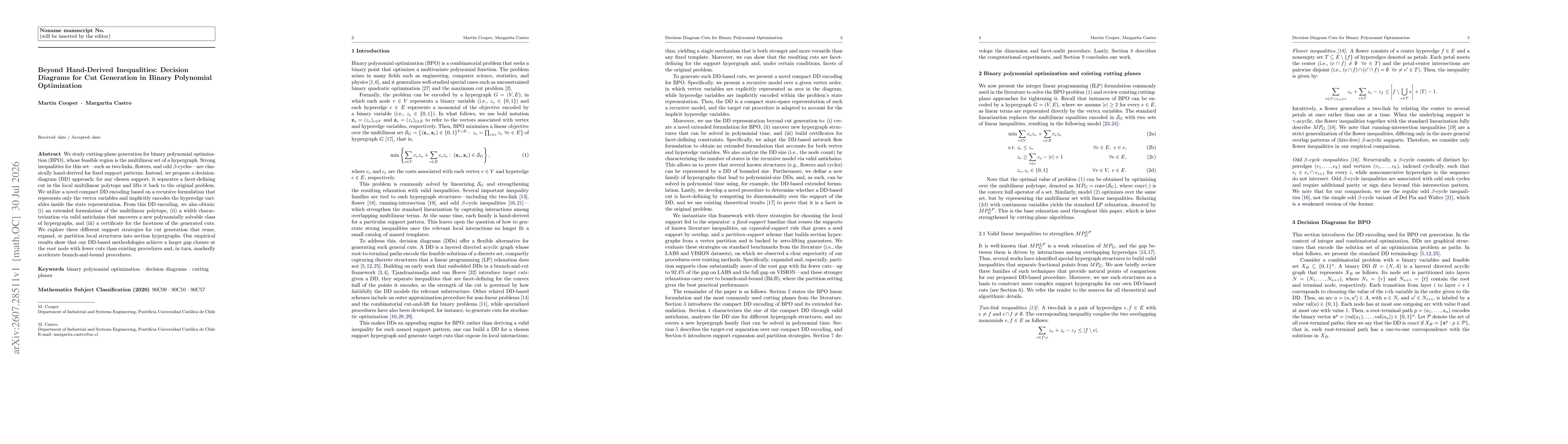 Thumbnail for Beyond Hand-Derived Inequalities: Decision Diagrams for Cut Generation in Binary Polynomial Optimization