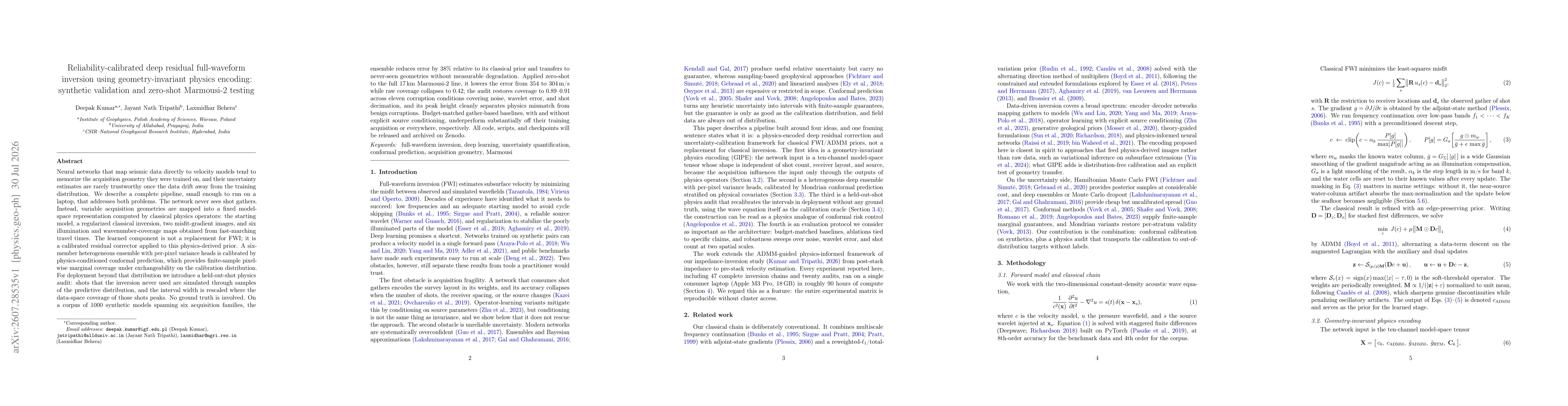 Thumbnail for Reliability-calibrated deep residual full-waveform inversion using geometry-invariant physics encoding: synthetic validation and zero-shot Marmousi-2 testing