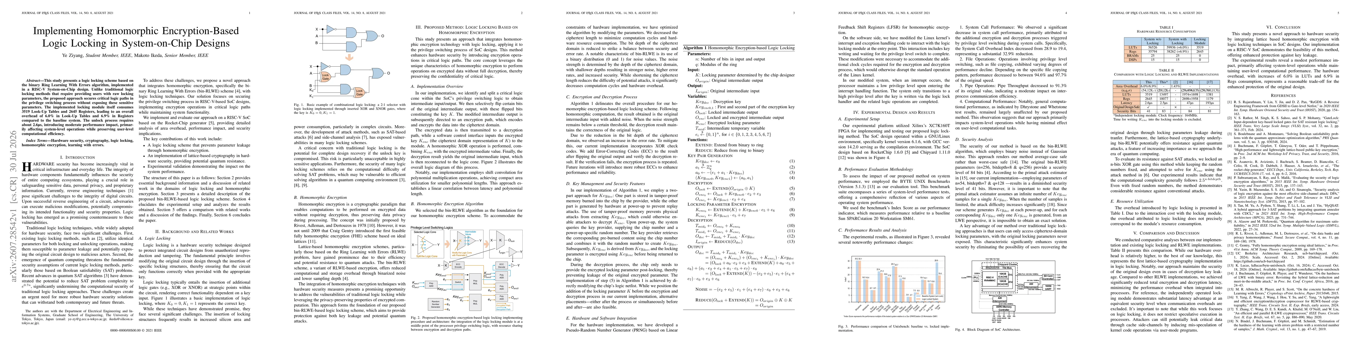 Thumbnail for Implementing Homomorphic Encryption-Based Logic Locking in System-on-Chip Designs
