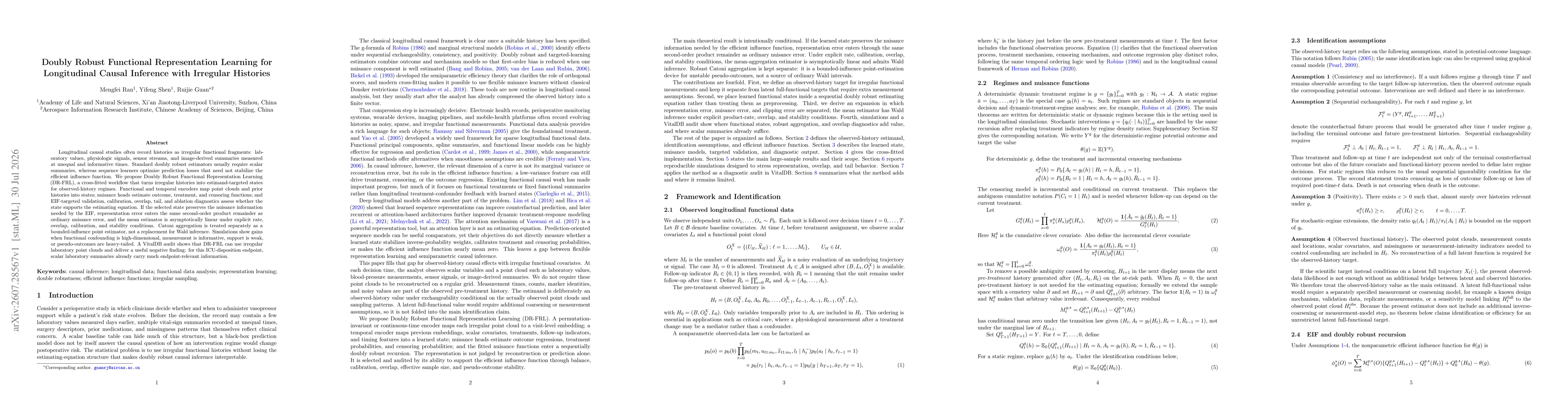 Thumbnail for Doubly Robust Functional Representation Learning for Longitudinal Causal Inference with Irregular Histories