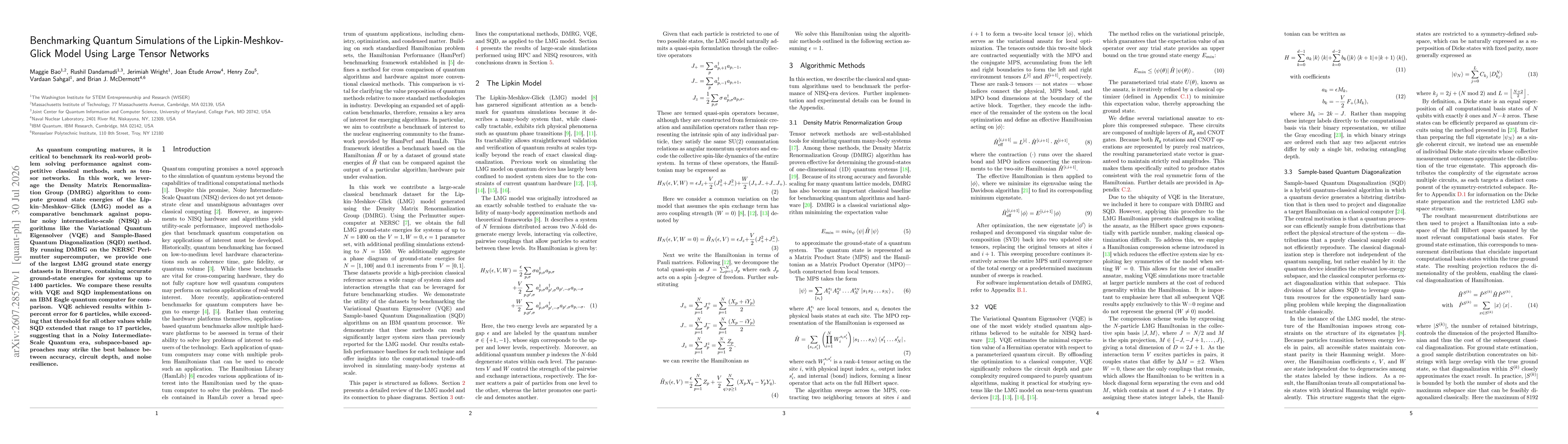 Thumbnail for Benchmarking Quantum Simulations of the Lipkin-Meshkov-Glick Model Using Large Tensor Networks