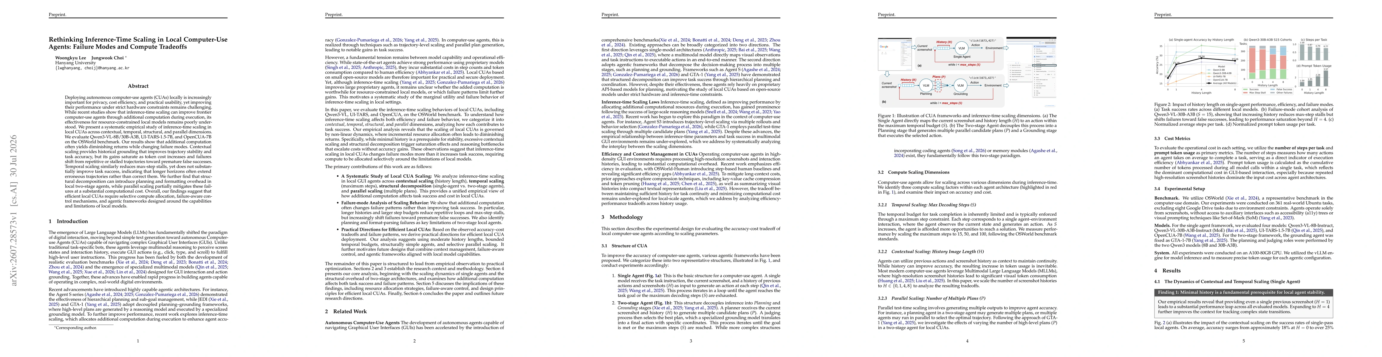 Thumbnail for Rethinking Inference-Time Scaling in Local Computer-Use Agents: Failure Modes and Compute Tradeoffs