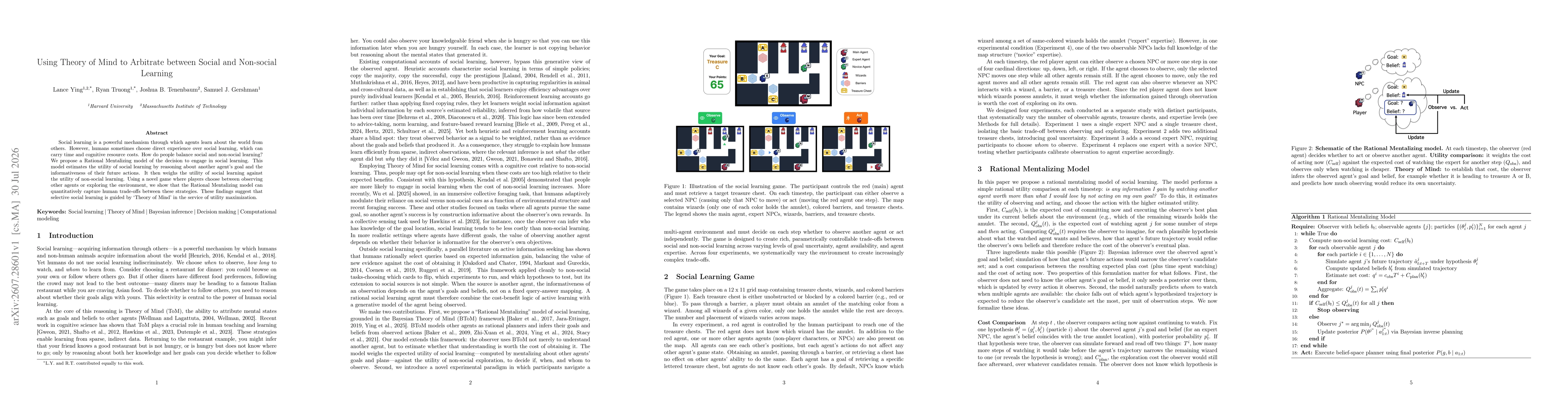 Thumbnail for Using Theory of Mind to Arbitrate between Social and Non-social Learning