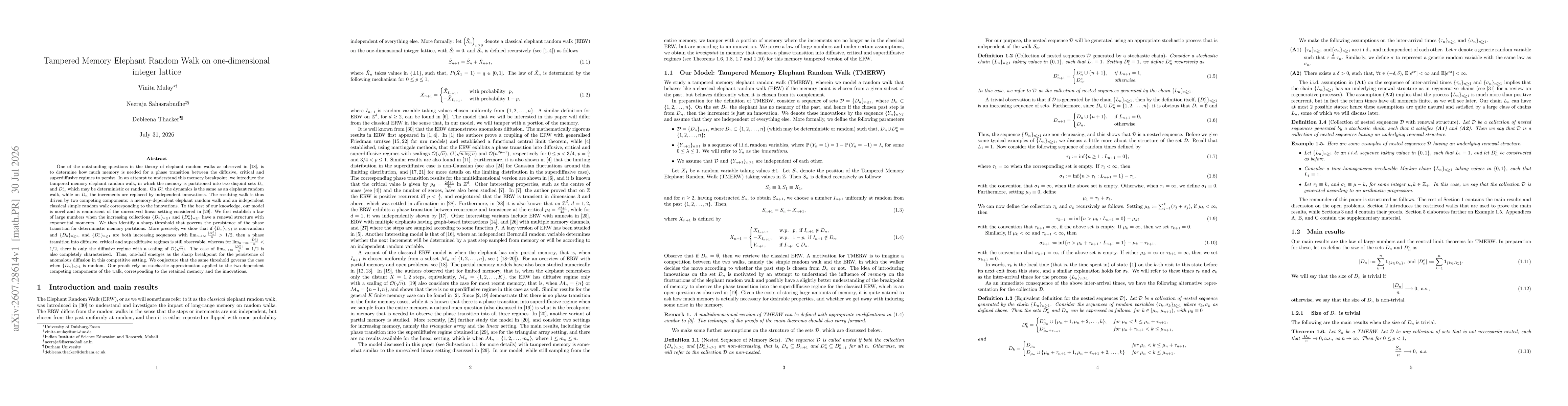 Thumbnail for Tampered Memory Elephant Random Walk on One-Dimensional Integer Lattice