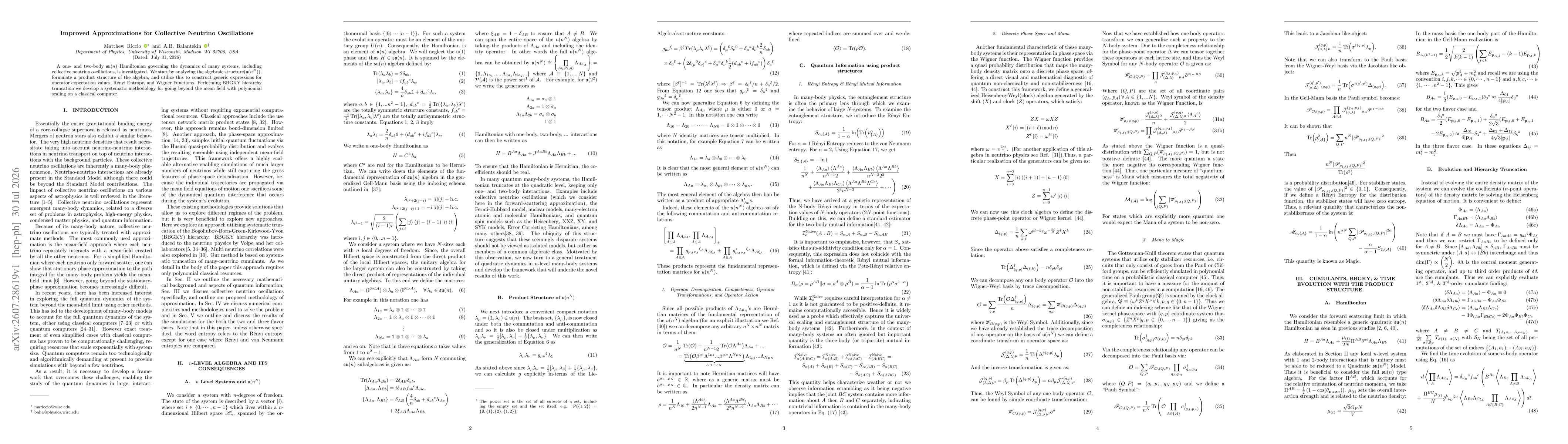 Thumbnail for Improved Approximations for Collective Neutrino Oscillations