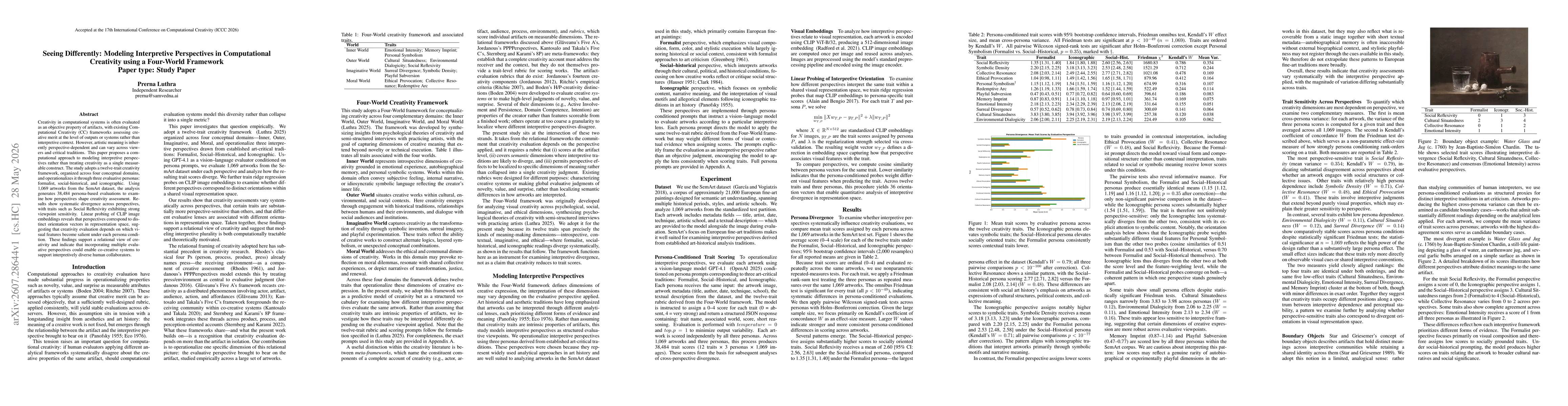 Thumbnail for Seeing Differently: Modeling Interpretive Perspectives in Computational Creativity using a Four-World Framework