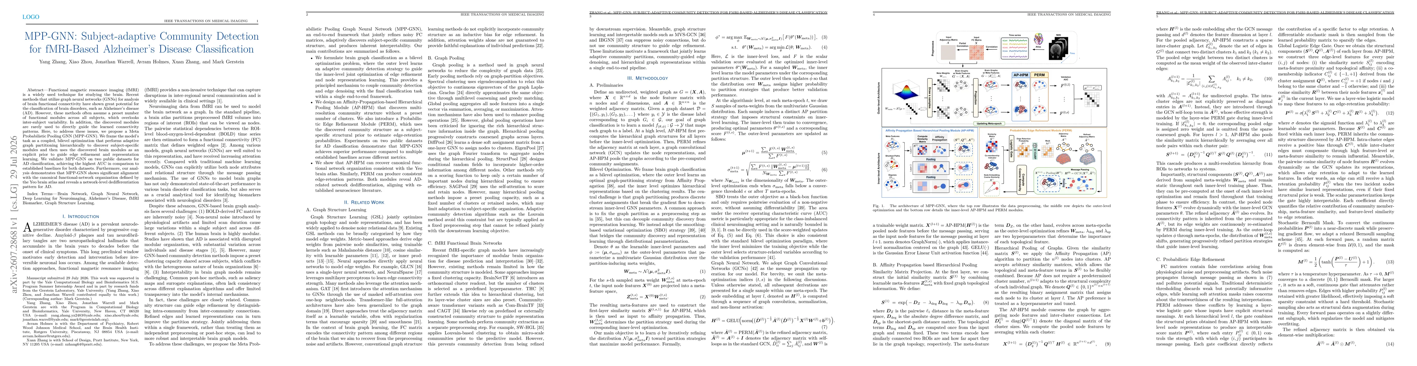 Thumbnail for MPP-GNN: Subject-Adaptive Community Detection for fMRI-Based Alzheimer's Disease Classification