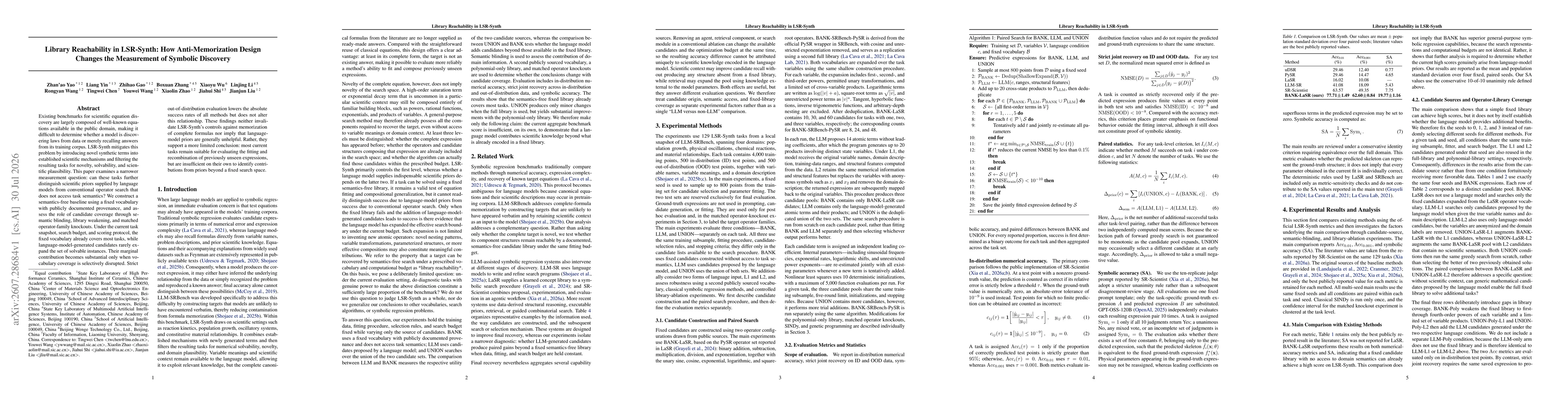 Thumbnail for Library Reachability in LSR-Synth: How Anti-Memorization Design Changes the Measurement of Symbolic Discovery