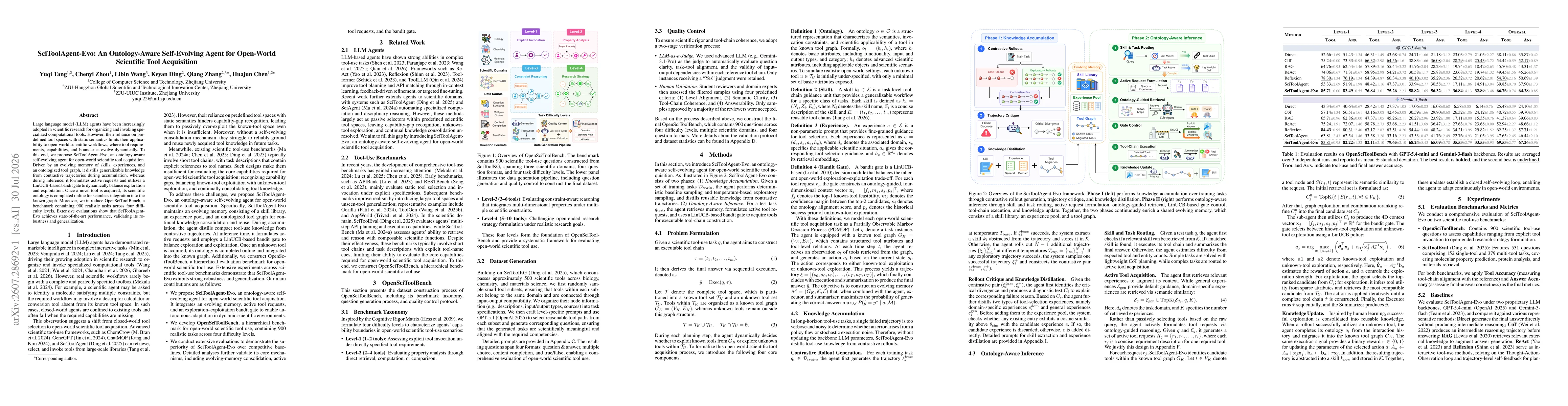 Thumbnail for SciToolAgent-Evo: An Ontology-Aware Self-Evolving Agent for Open-World Scientific Tool Acquisition