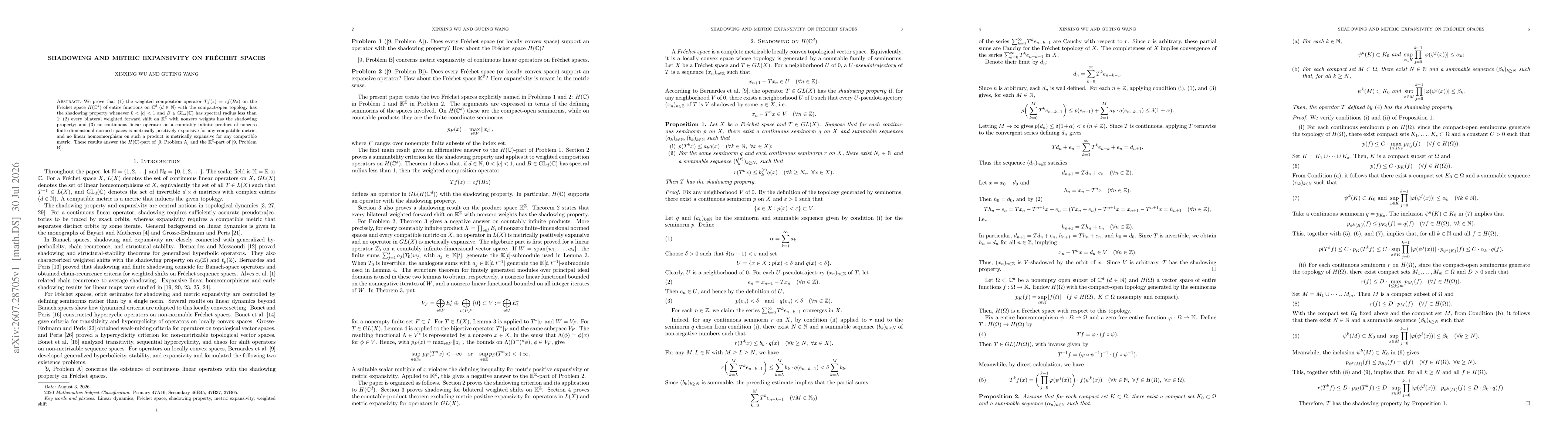 Thumbnail for Shadowing and metric expansivity on Fréchet spaces