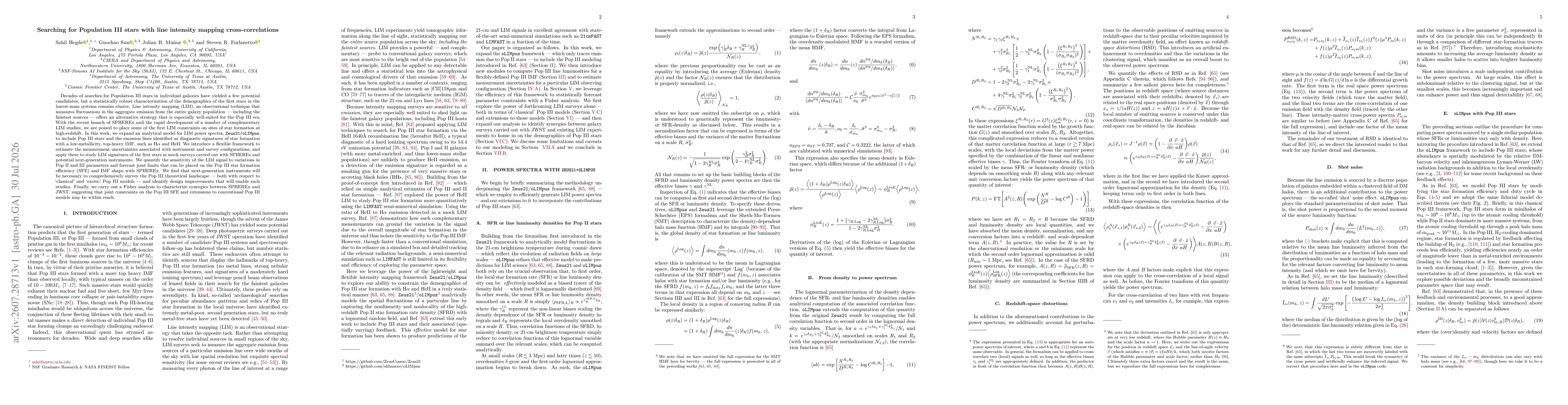 Thumbnail for Searching for Population III stars with line intensity mapping cross-correlations