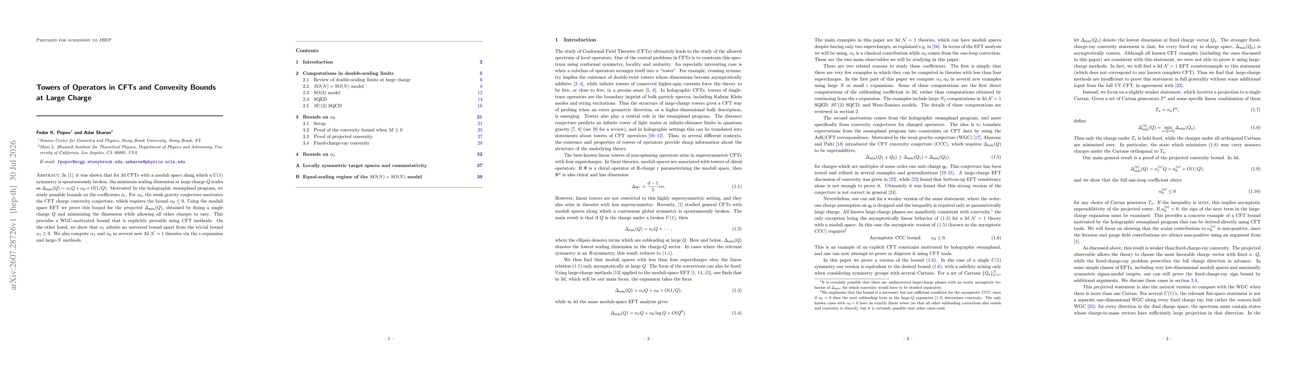 Thumbnail for Towers of Operators in CFTs and Convexity Bounds at Large Charge