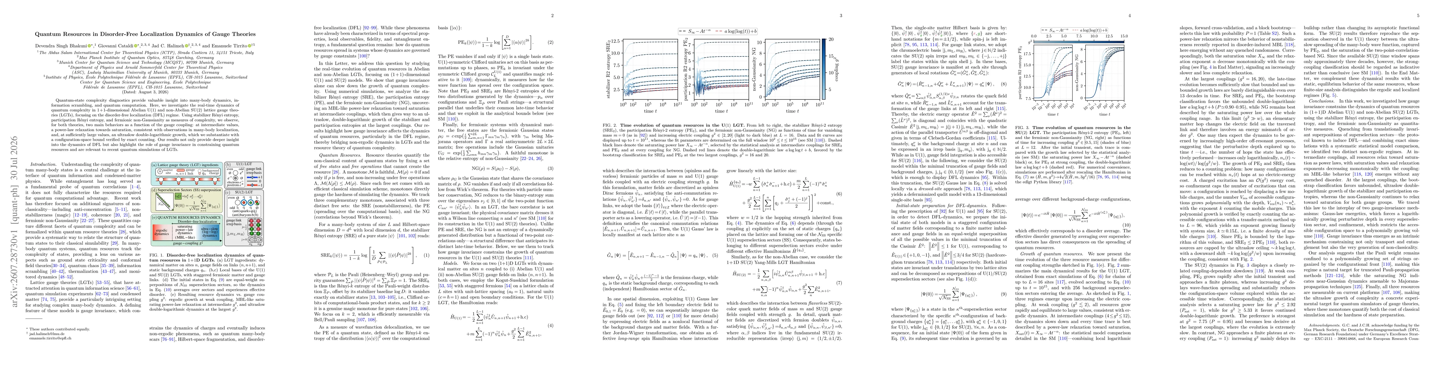 Thumbnail for Quantum Resources in Disorder-Free Localization Dynamics of Gauge Theories