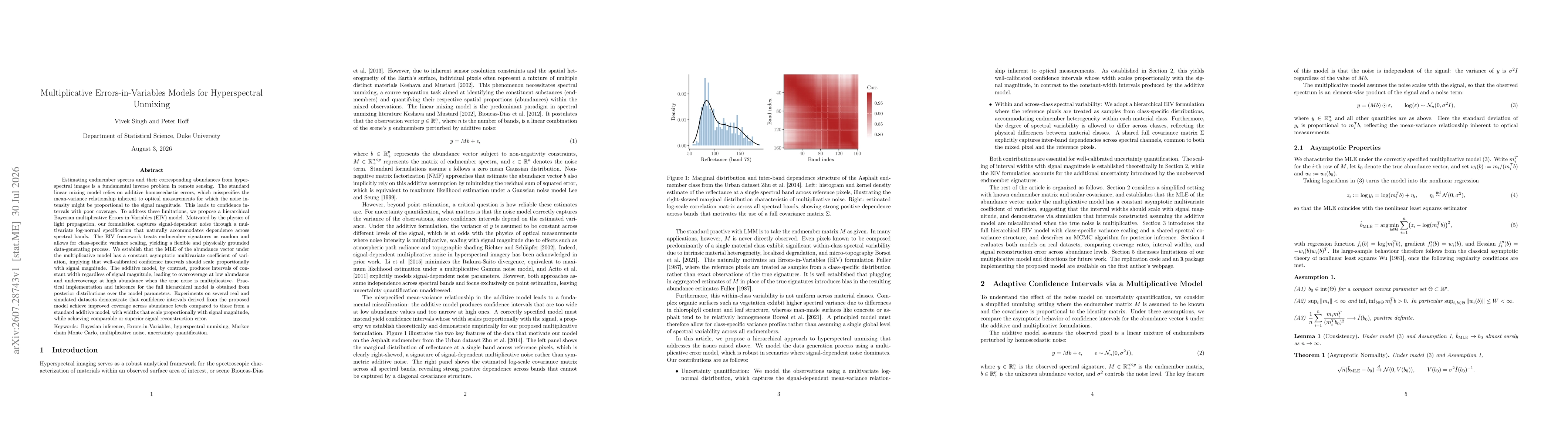 Thumbnail for Multiplicative Errors-in-Variables Models for Hyperspectral Unmixing