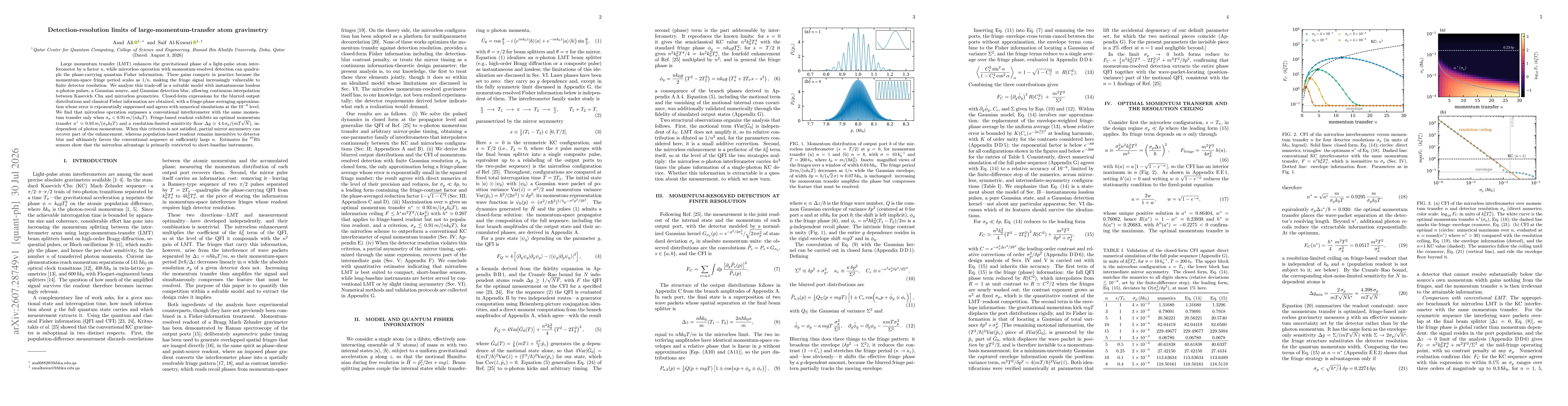Thumbnail for Detection-resolution limits of large-momentum-transfer atom gravimetry