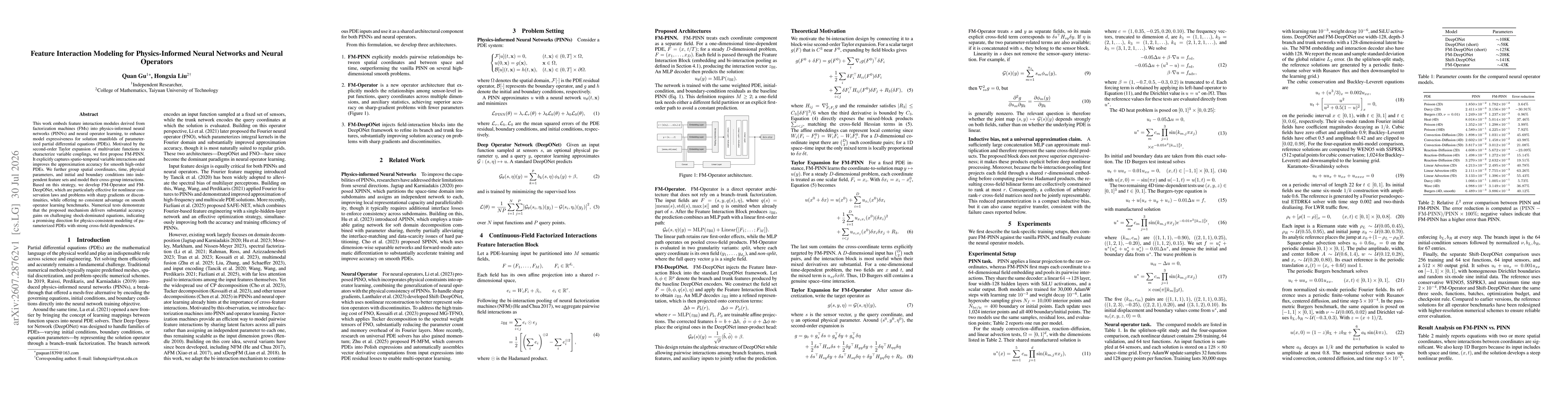 Thumbnail for Feature Interaction Modeling for Physics-Informed Neural Networks and Neural Operators