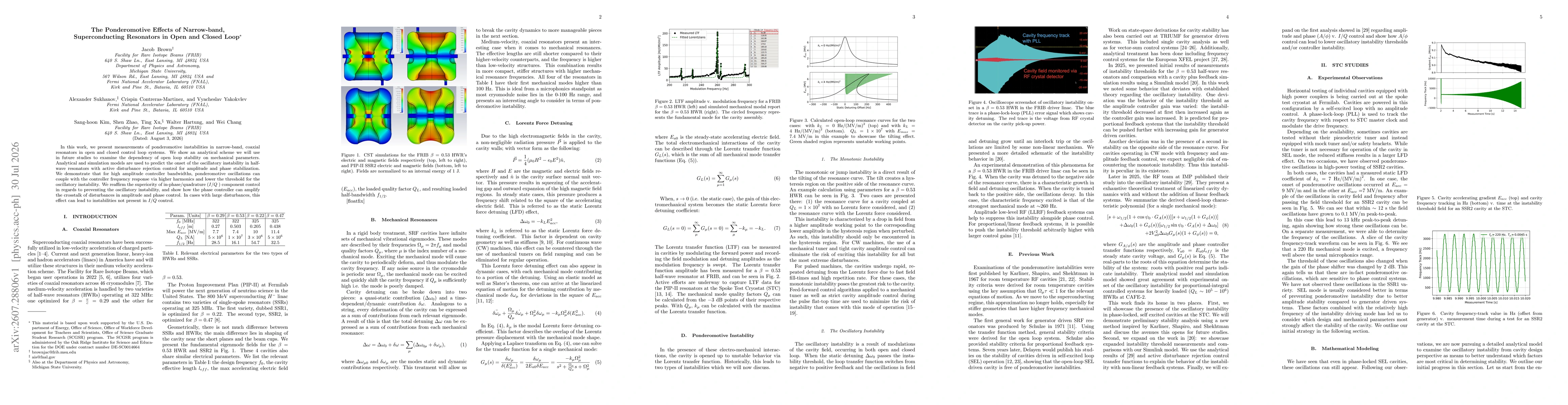 Thumbnail for The Ponderomotive Effects of Narrow-band, Superconducting Resonators in Open and Closed Loop