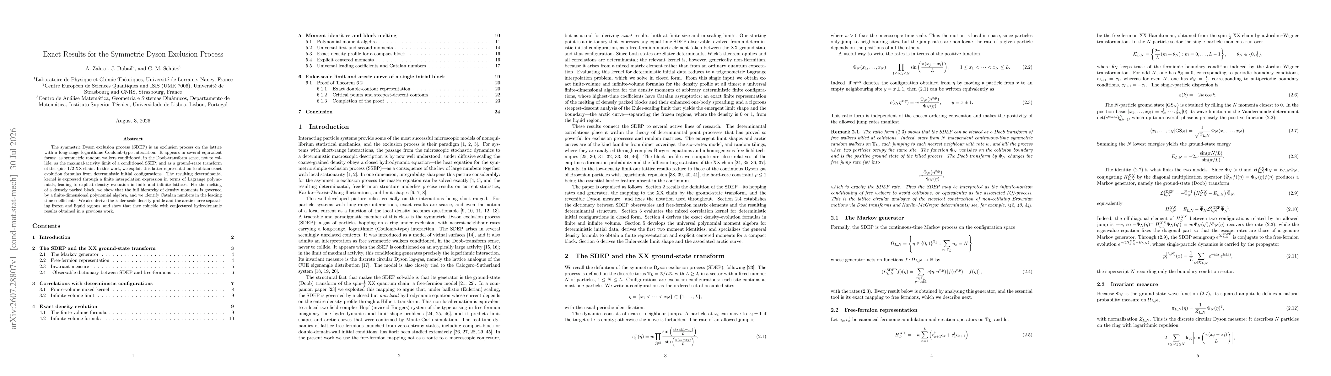 Thumbnail for Exact Results for the Symmetric Dyson Exclusion Process