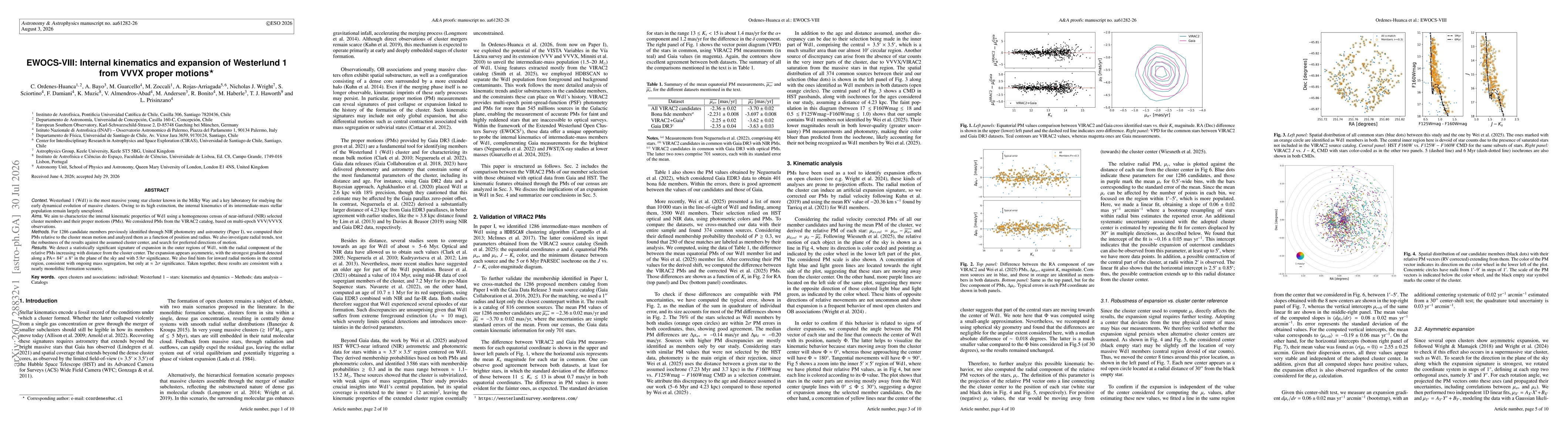 Thumbnail for EWOCS-VIII: Internal kinematics and expansion of Westerlund 1 from VVVX proper motions