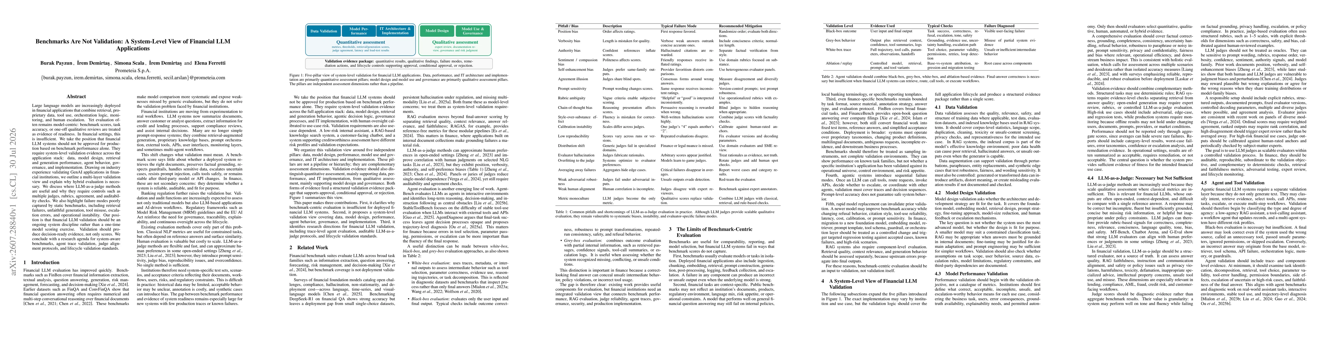 Thumbnail for Benchmarks Are Not Validation: A System-Level View of Financial LLM Applications