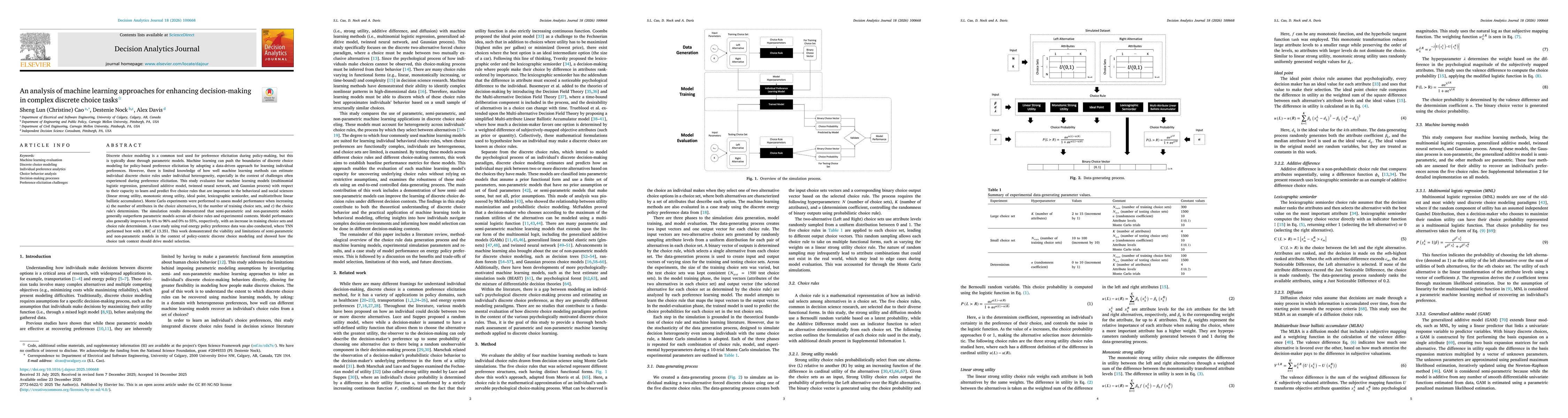Thumbnail for An analysis of machine learning approaches for enhancing decision-making in complex discrete choice tasks