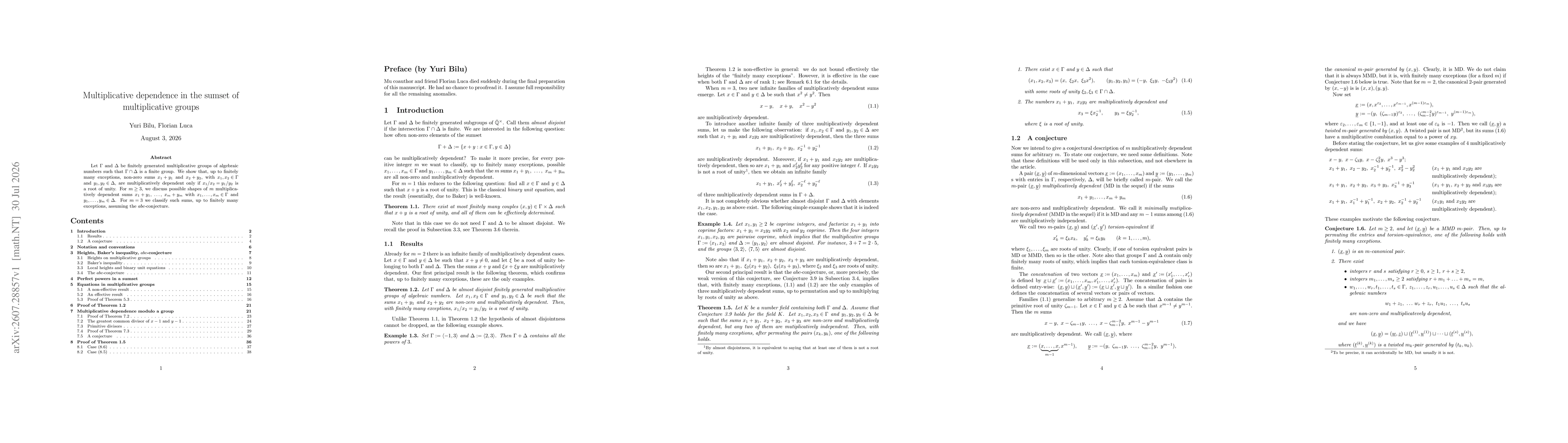 Thumbnail for Multiplicative dependence in the sumset of multiplicative groups