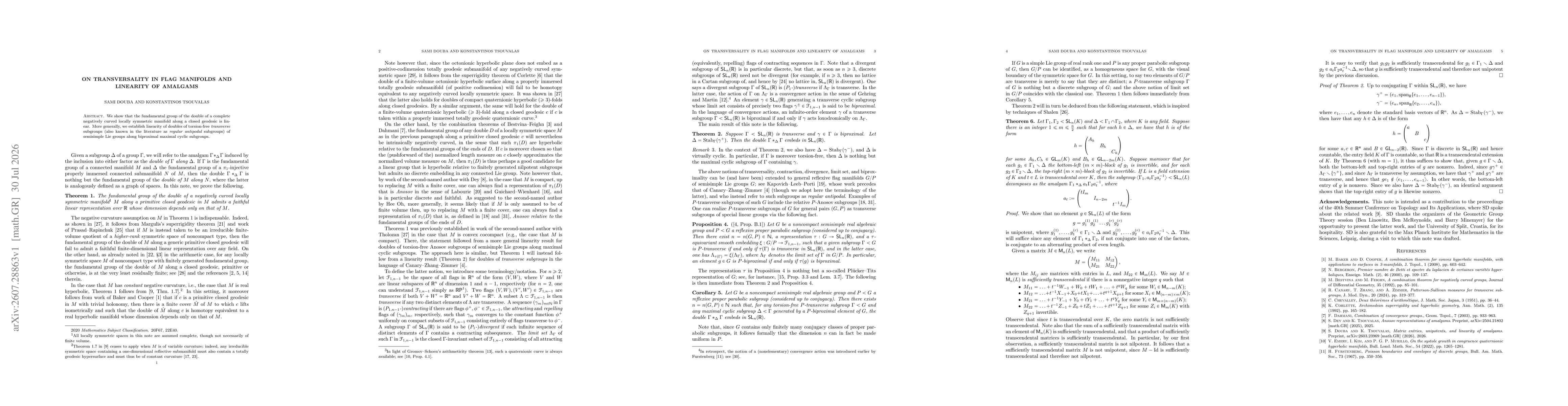 Thumbnail for On transversality in flag manifolds and linearity of amalgams