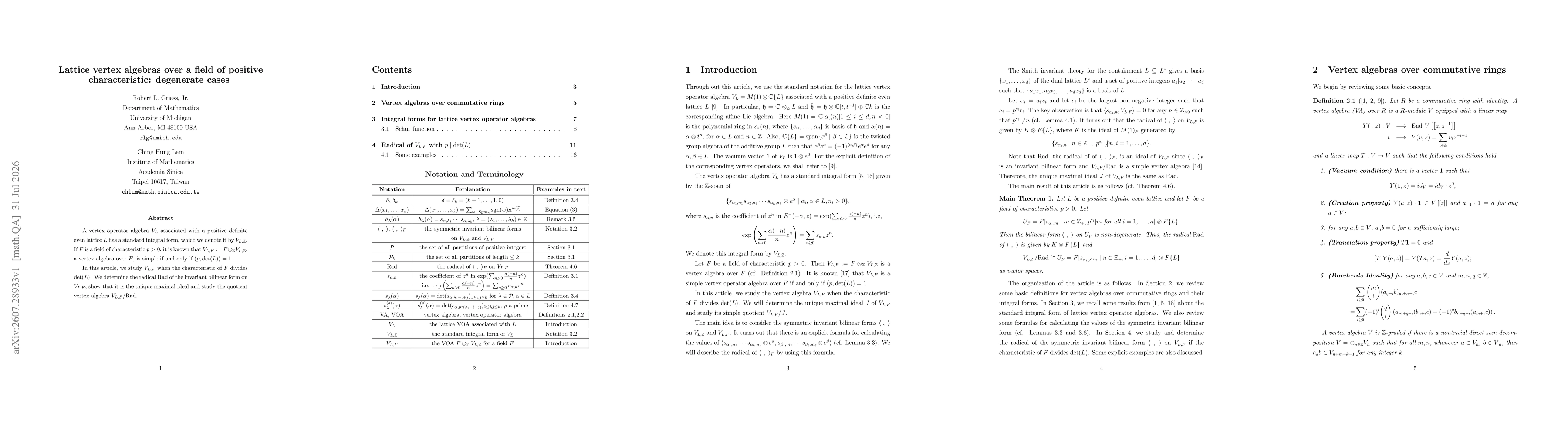 Thumbnail for Lattice vertex algebras over a field of positive characteristic: degenerate cases