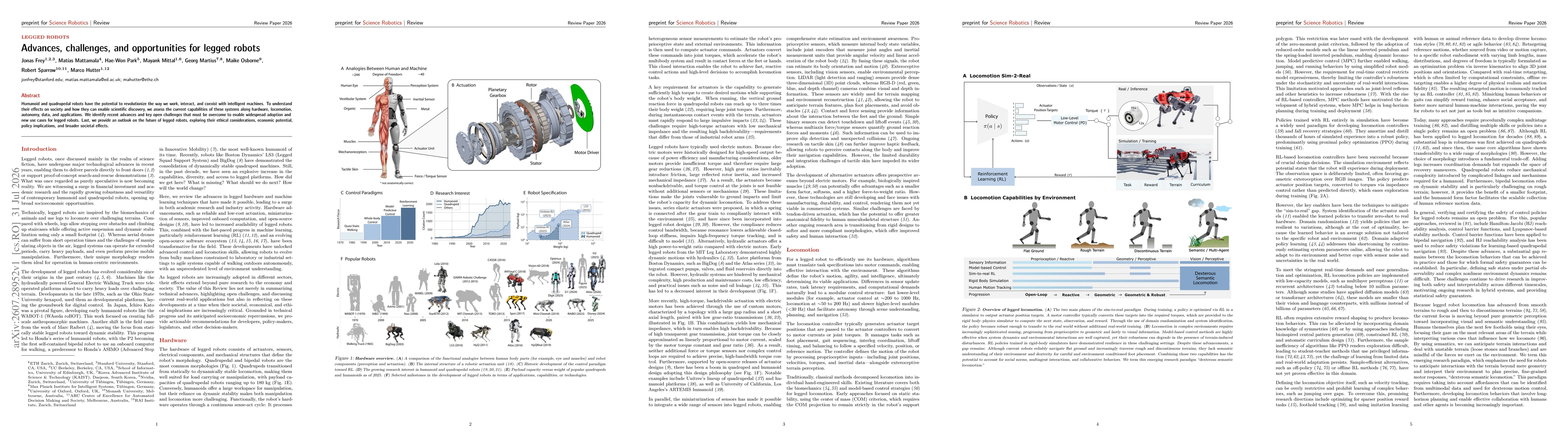 Thumbnail for Advances, challenges, and opportunities for legged robots