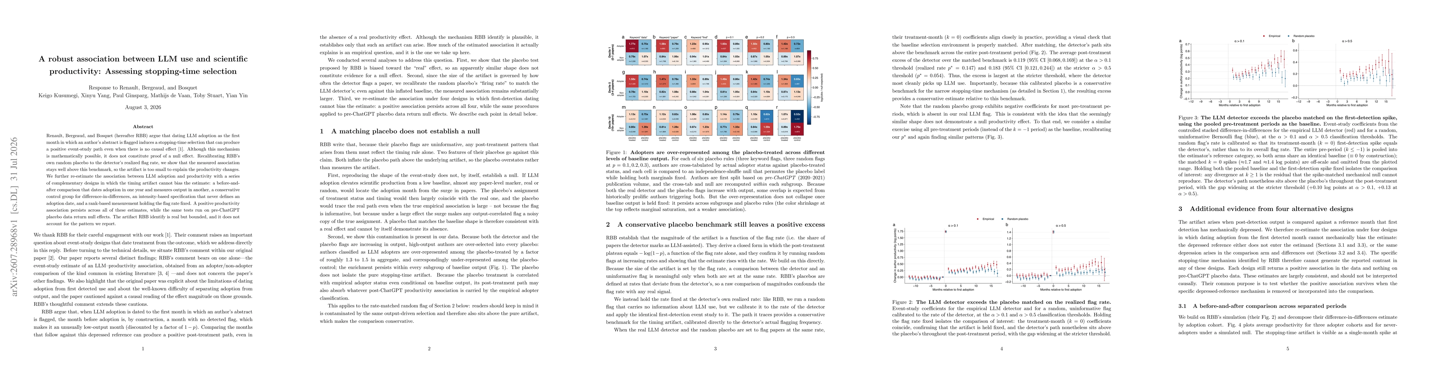 Thumbnail for A robust association between LLM use and scientific productivity: Assessing stopping-time selection