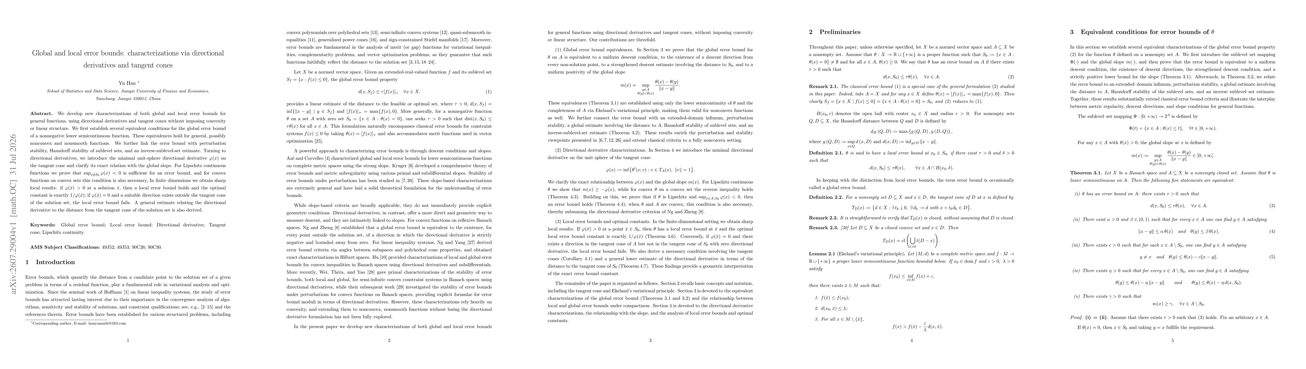 Thumbnail for Global and local error bounds: characterizations via directional derivatives and tangent cones