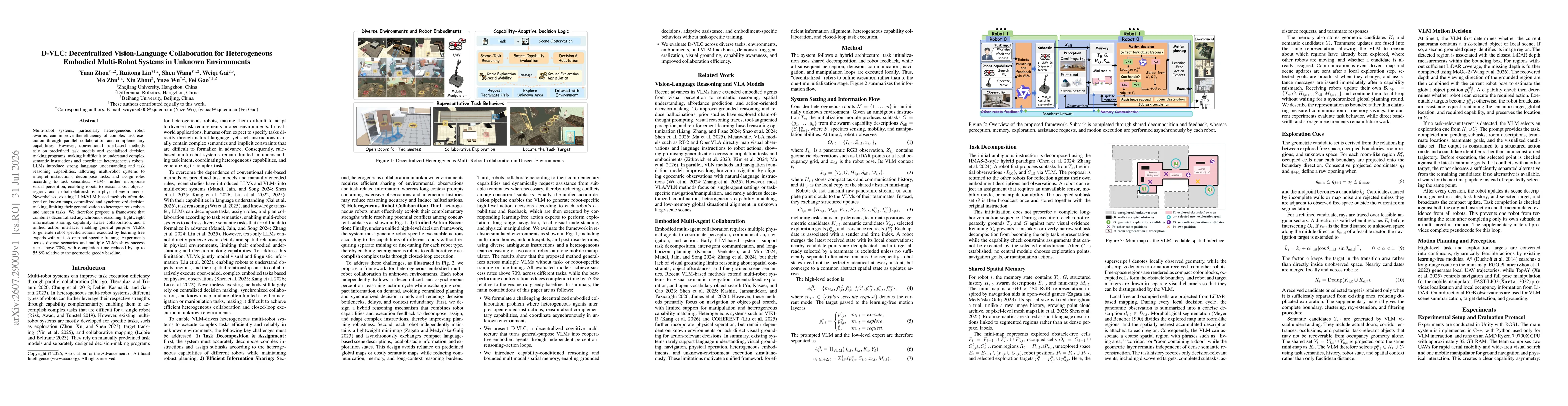 Thumbnail for D-VLC: Decentralized Vision-Language Collaboration for Heterogeneous Embodied Multi-Robot Systems in Unknown Environments