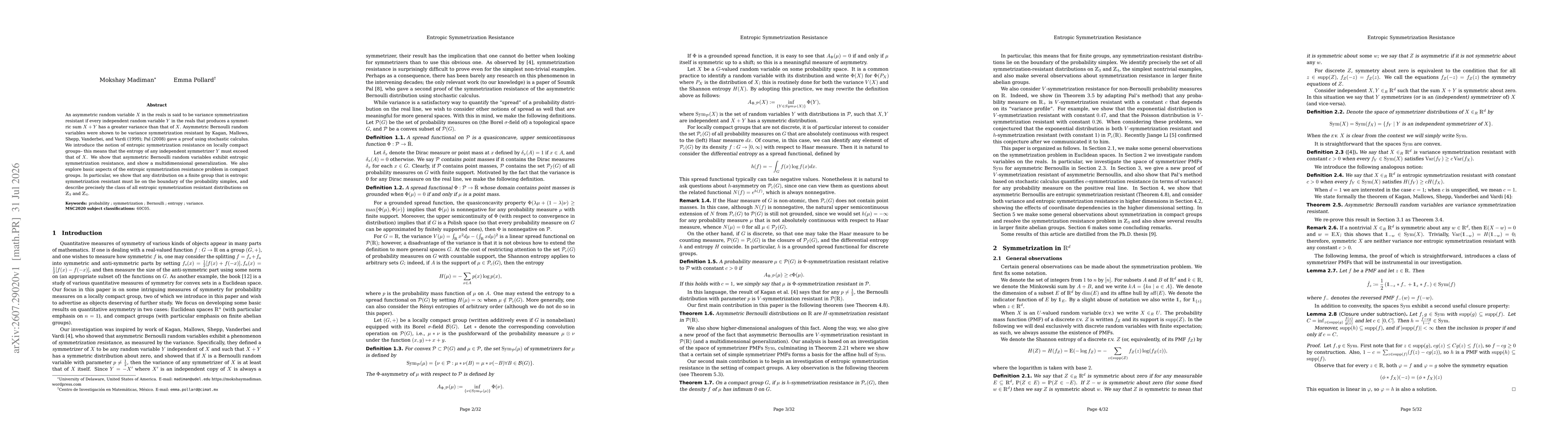 Thumbnail for Entropic Symmetrization Resistance