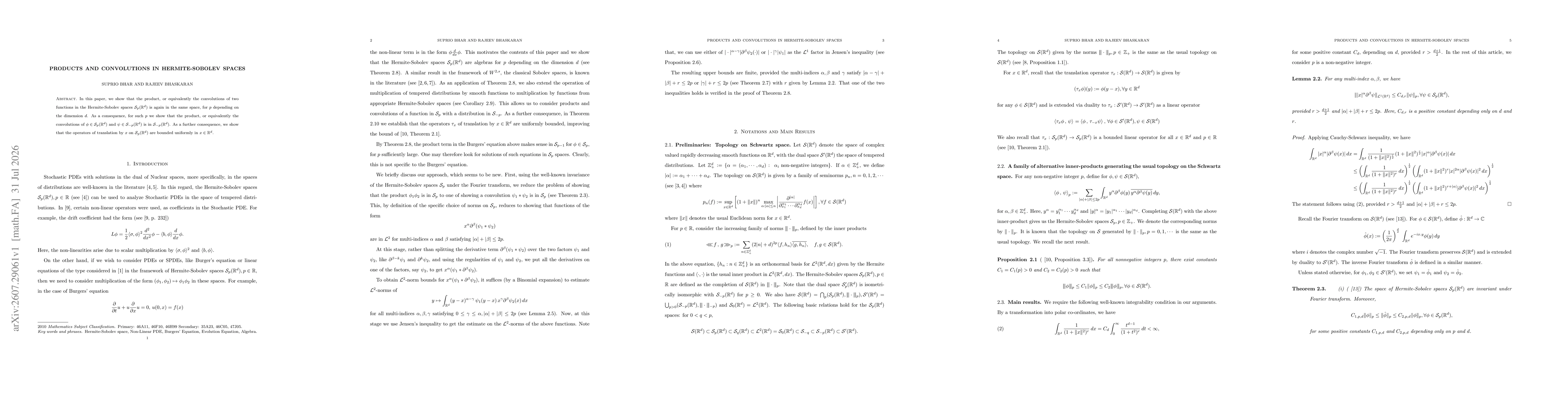 Thumbnail for Products and Convolutions in Hermite-Sobolev spaces