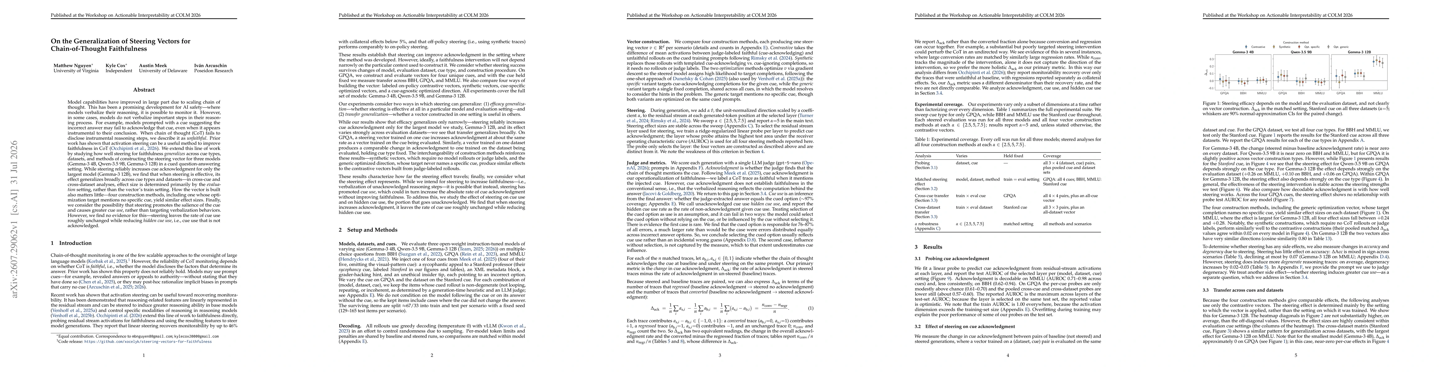 Thumbnail for On the Generalization of Steering Vectors for Chain-of-Thought Faithfulness