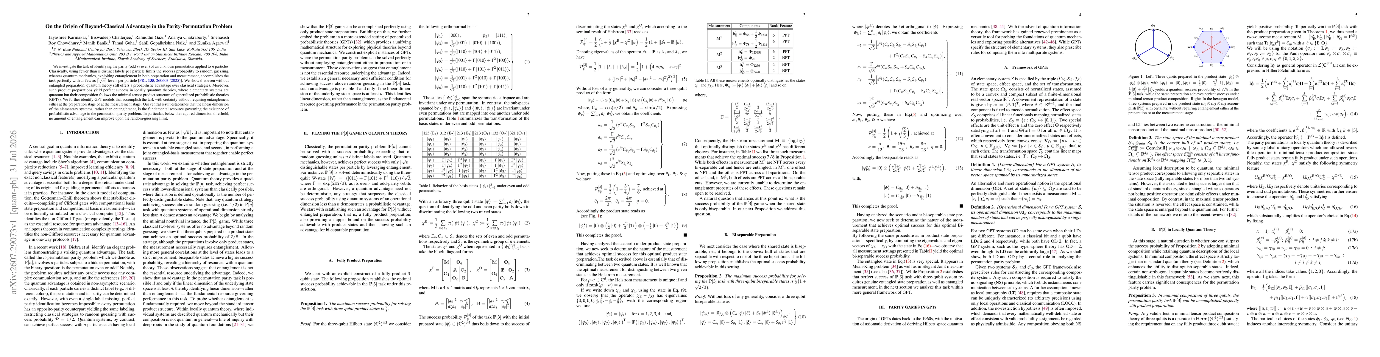 Thumbnail for On the Origin of Beyond-Classical Advantage in the Parity-Permutation Problem