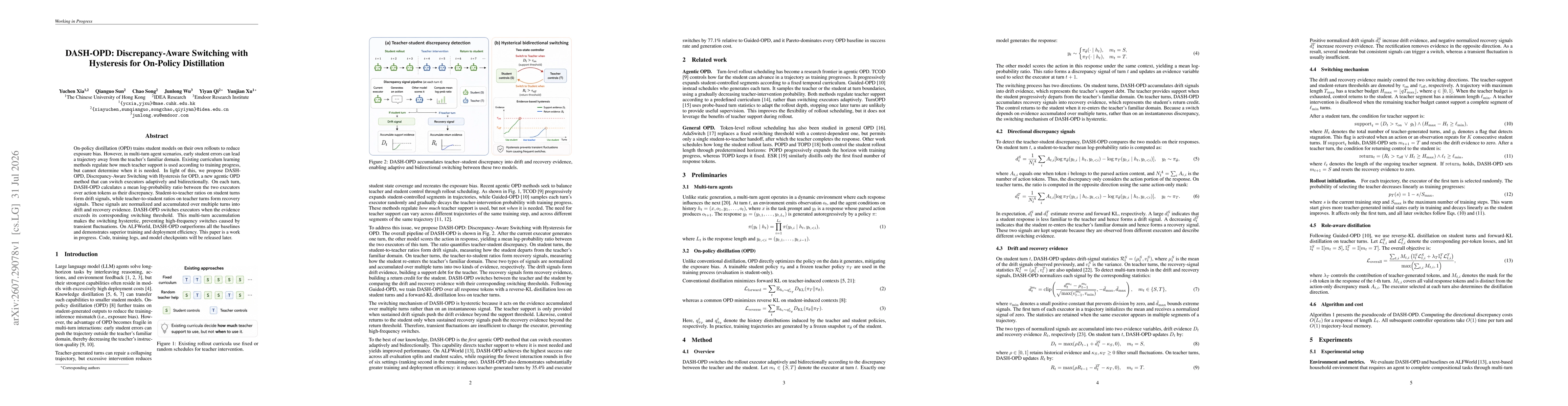 Thumbnail for DASH-OPD: Discrepancy-Aware Switching with Hysteresis for On-Policy Distillation