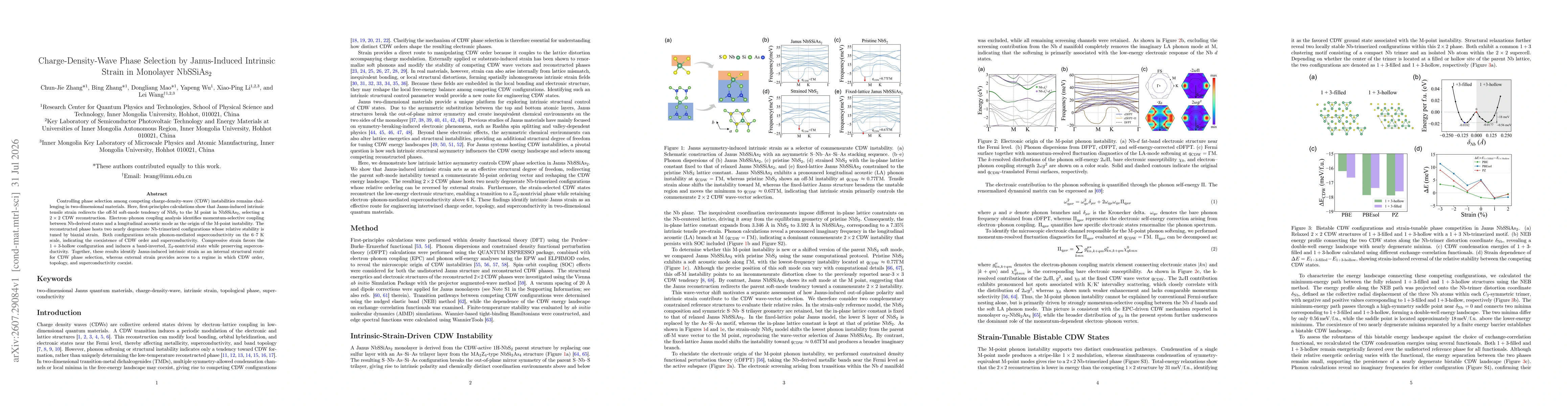 Thumbnail for Charge-Density-Wave Phase Selection by Janus-Induced Intrinsic Strain in Monolayer NbSSiAs$_2$