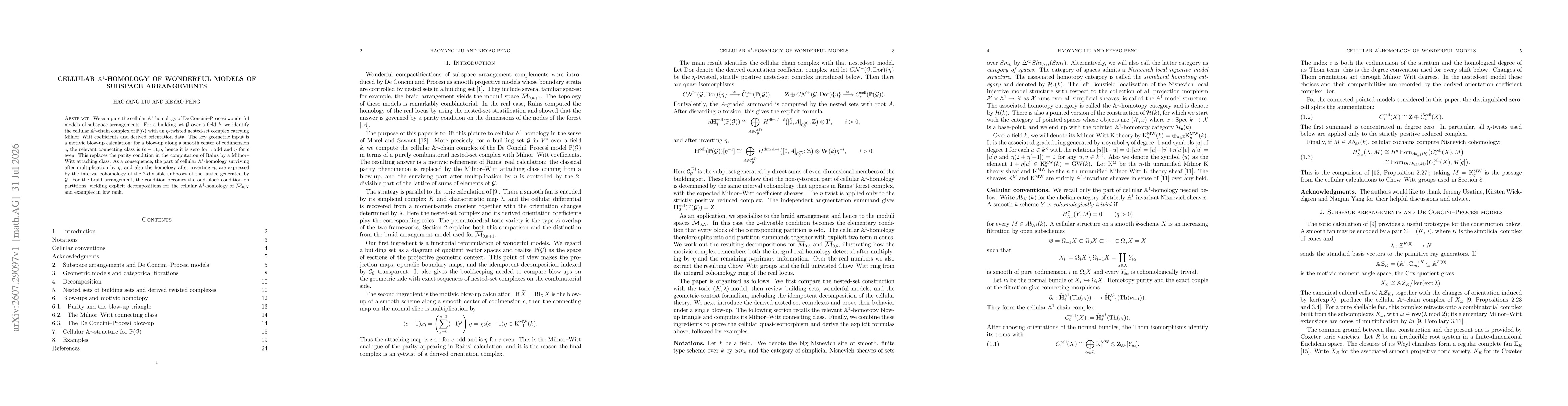 Thumbnail for Cellular $\mathbb{A}^1$-homology of wonderful models of subspace arrangements