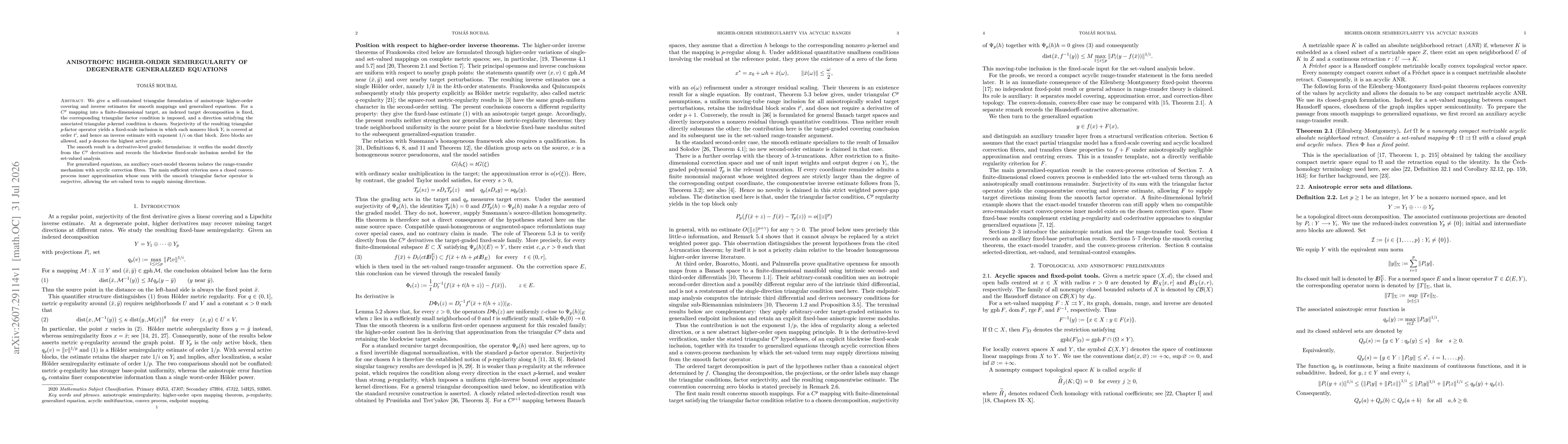 Thumbnail for Anisotropic Higher-Order Semiregularity of Degenerate Generalized Equations