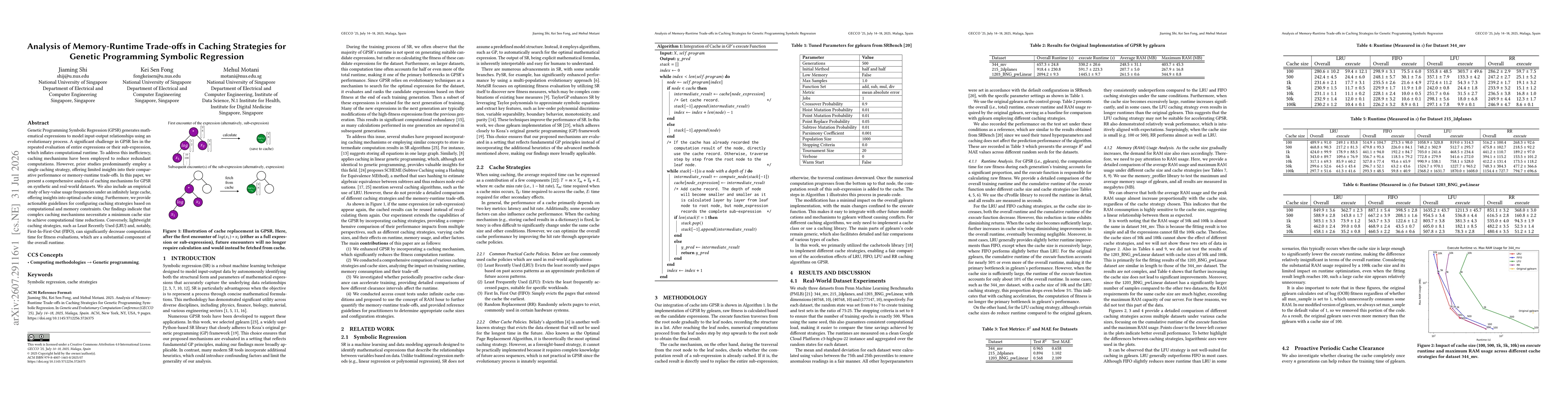 Thumbnail for Analysis of Memory-Runtime Trade-offs in Caching Strategies for Genetic Programming Symbolic Regression