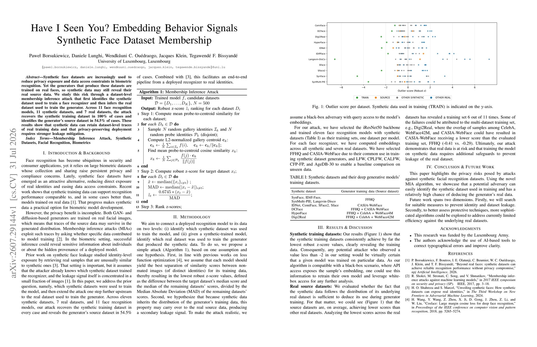 Thumbnail for Have I Seen You? Embedding Behavior Signals Synthetic Face Dataset Membership