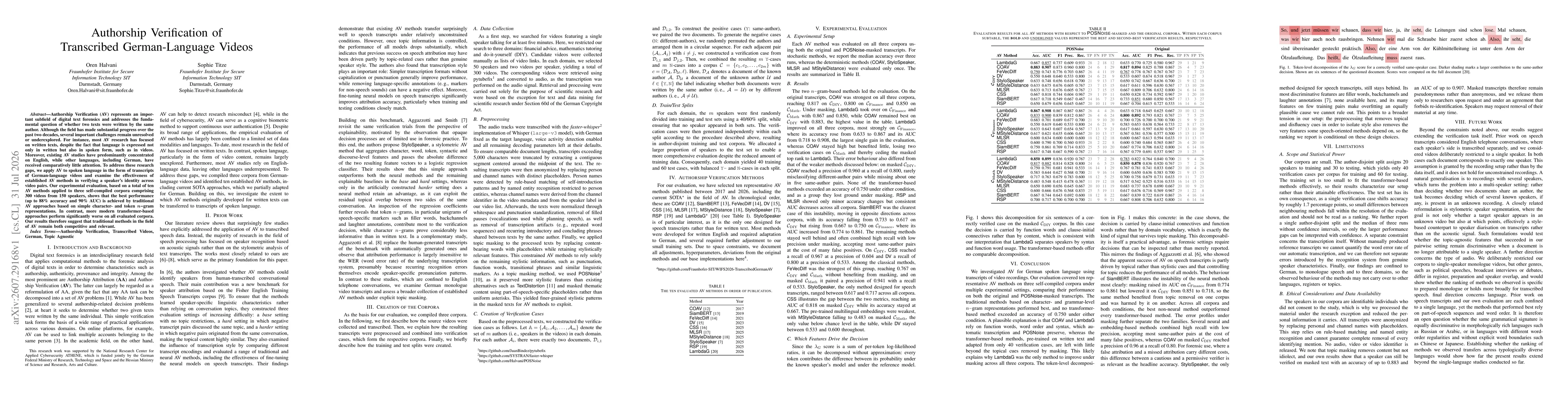 Thumbnail for Authorship Verification of Transcribed German-Language Videos