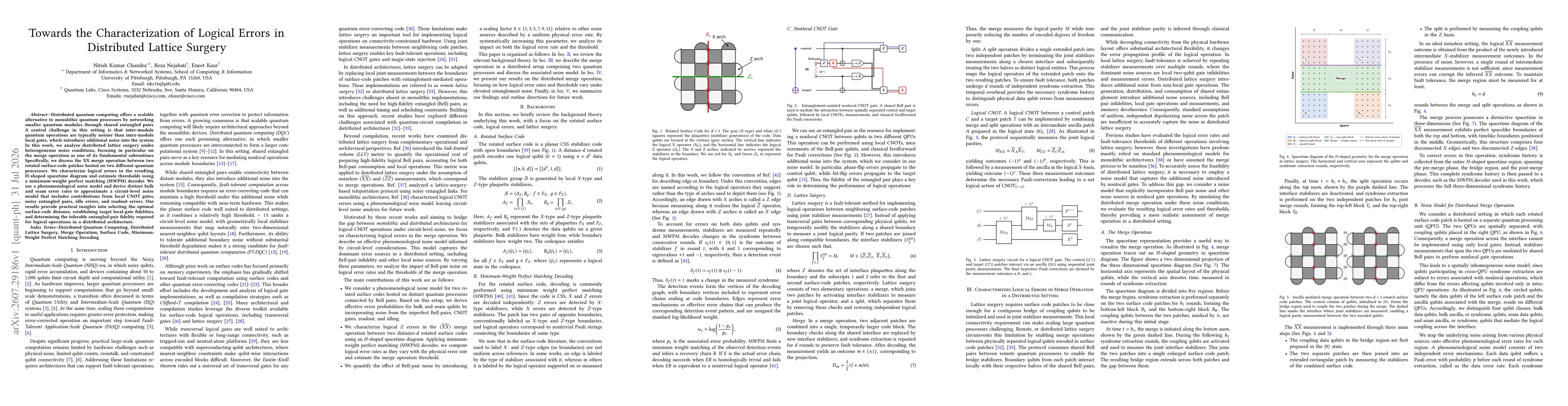 Thumbnail for Towards the Characterization of Logical Errors in Distributed Lattice Surgery